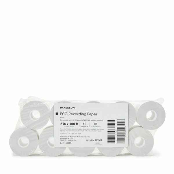 Mckesson ECG Recording Paper Roll, 2in. x 100ft., 10PK 26-307438